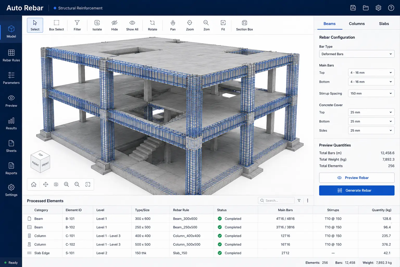 Auto Rebar Tool conceptual interface